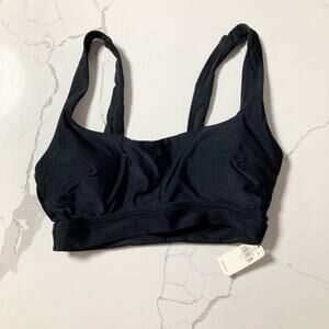 Aerie Black Banded Wide Strap Scoop Bikini Top Size Small NWT
